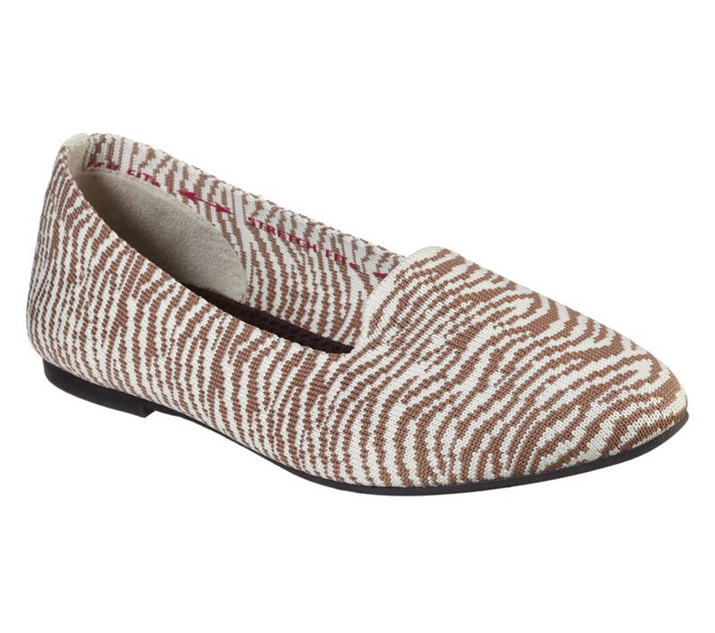 Skechers Cleo - Knitty Zebra - Womens Flats Shoes Beige/Brown [AU-NE6406]